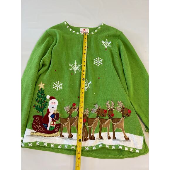 NWT Quacker Factory Santa's Reindeer Light Up Christmas Sweater Womens 2X TESTED - Picture 15 of 16